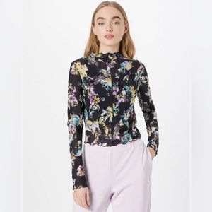 PUMA Women's Crystal Galaxy All Over Print Long Sleeve Fitted Tee